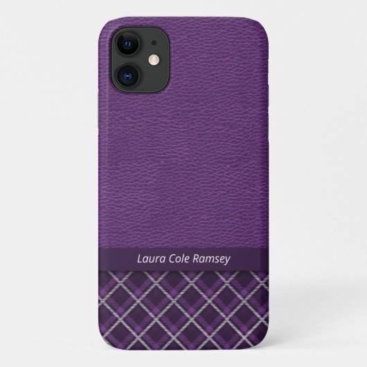 Coques Case-Mate iPhone Cuir violet rustique et tartan violet (Dos)