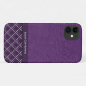 Coques Case-Mate iPhone Cuir violet rustique et tartan violet (Dos (Horizontal))