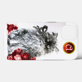 Coques Case-Mate iPhone CUISINE AVEC ROSES ROUGES RUBY GEM MONOGRAM, blanc (Verso (horizontal))