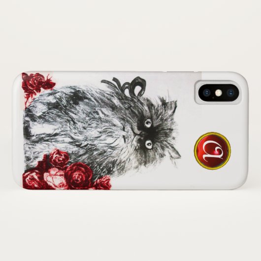 Coques Case-Mate iPhone CUISINE AVEC ROSES ROUGES RUBY GEM MONOGRAM, blanc (Dos (Horizontal))