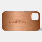 Coques Case-Mate iPhone Cuivre Brown Métallique Brossé Aluminium Look (Verso (horizontal))