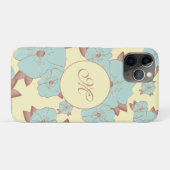 Coques Case-Mate iPhone Cuivre Pale Turquoise Floral sur Pastel jaune (Dos (Horizontal))
