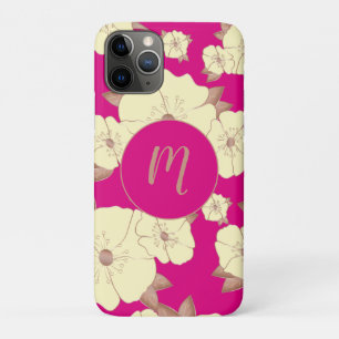 Case-Mate iPhone Case Cuivre Pastel Floral jaune sur Fuchsia arrière - p