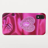 COQUES Case-Mate iPhone CUPID LACE COEUR SOIE ROSE FUCHSIA CLOS MONOGRAMME (Dos (Horizontal))