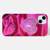 COQUES Case-Mate iPhone CUPID LACE COEUR SOIE ROSE FUCHSIA CLOS MONOGRAMME (Verso (horizontal))