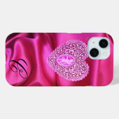 COQUES Case-Mate iPhone CUPID LACE COEUR SOIE ROSE FUCHSIA TISSU MONOGRAMM (Verso (horizontal))