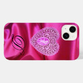 COQUES Case-Mate iPhone CUPID LACE COEUR SOIE ROSE FUCHSIA TISSU MONOGRAMM (Verso (horizontal))