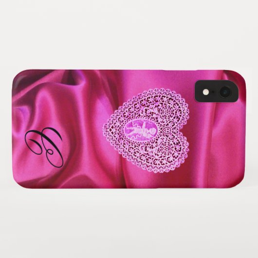 COQUES Case-Mate iPhone CUPID LACE COEUR SOIE ROSE FUCHSIA TISSU MONOGRAMM (Dos (Horizontal))