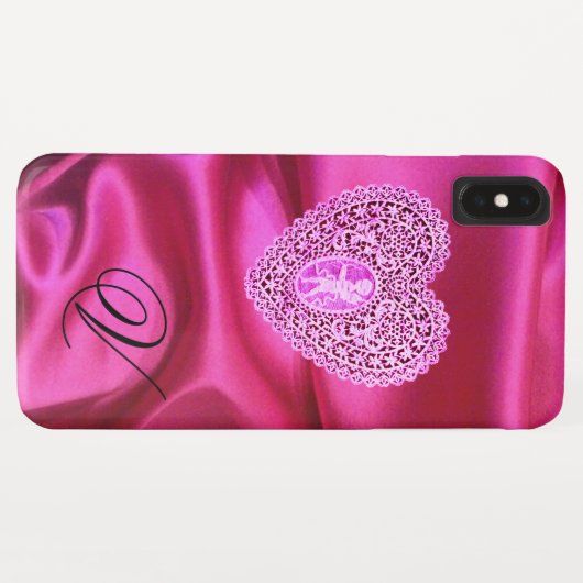 COQUES Case-Mate iPhone CUPID LACE COEUR SOIE ROSE FUCHSIA TISSU MONOGRAMM (Dos (Horizontal))