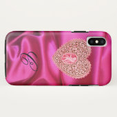 COQUES Case-Mate iPhone CUPID LACE COEUR SOIE ROSE FUCHSIA TISSU MONOGRAMM (Dos (Horizontal))