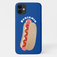 Curieux hot dog Weiner dessin animé