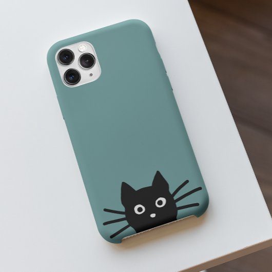 Coques Case-Mate iPhone Curieux Peeking Chat Kitty Noir | Funny Feline