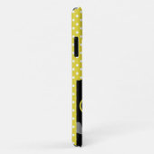 Coques Case-Mate iPhone Curieux point Polka jaune de chat noir personnalis (Dos/Droite)