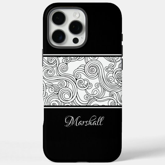 Coques Case-Mate iPhone Curles Design noir et blanc (Verso)
