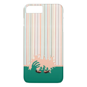 Coque iPhone 8 Plus/7 Plus Curly naturel, Turquoise oeil ombre et bande rose
