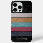 Coques Case-Mate iPhone Custom Black Aqua Bleu foncé rose rayures jaunes (Verso)