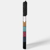 Coques Case-Mate iPhone Custom Black Aqua Bleu foncé rose rayures jaunes (Verso / Droite)