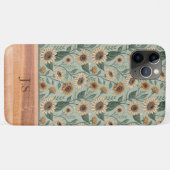 Coques Case-Mate iPhone Custom Boho Sunflowers Wood Effect (Dos (Horizontal))