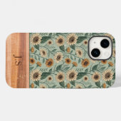 Coques Case-Mate iPhone Custom Boho Sunflowers Wood Effect (Verso (horizontal))