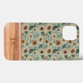 Coques Case-Mate iPhone Custom Boho Sunflowers Wood Effect (Verso (horizontal))