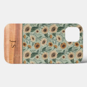 Coques Case-Mate iPhone Custom Boho Sunflowers Wood Effect (Verso (horizontal))