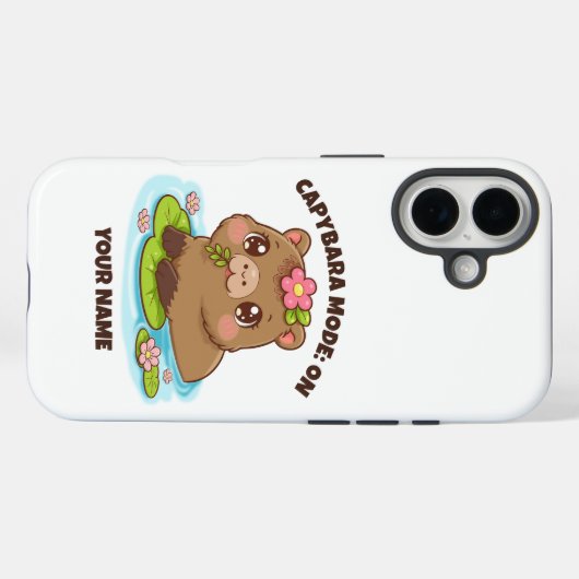 Coques Case-Mate iPhone Custom Cute Kawaii Capybara Mode iPhone Case (Verso (horizontal))