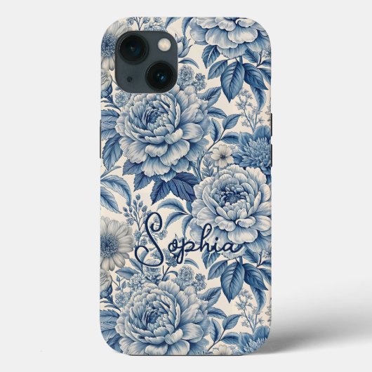 Coques Case-Mate iPhone Custom Elegant Boho Chic Blue Blossom (Verso)