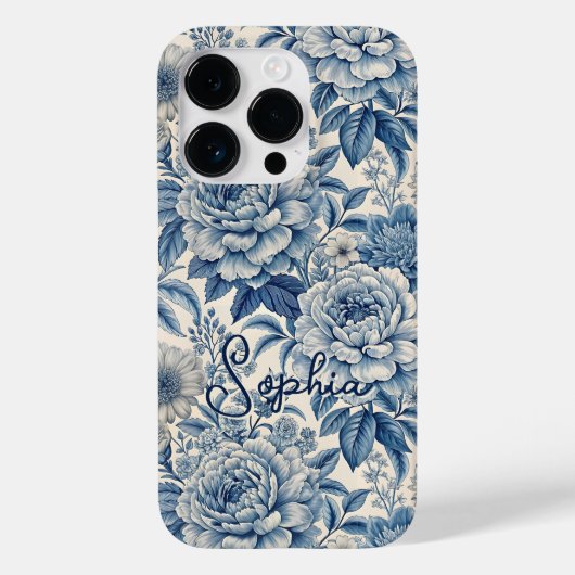 Coques Case-Mate iPhone Custom Elegant Boho Chic Blue Blossom (Verso)