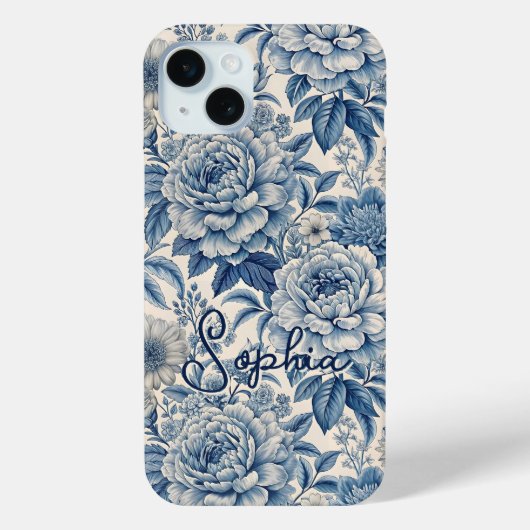 Coques Case-Mate iPhone Custom Elegant Boho Chic Blue Blossom (Verso)