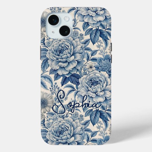 Coques Case-Mate iPhone Custom Elegant Boho Chic Blue Blossom (Verso)