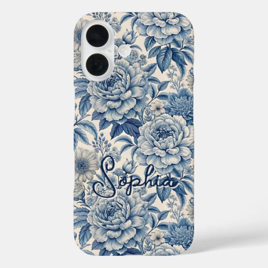 Coques Case-Mate iPhone Custom Elegant Boho Chic Blue Blossom (Verso)