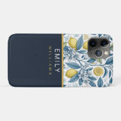 Coques Case-Mate iPhone Custom Elegant Mediterranean Lemon Botanical Navy (Dos (Horizontal))