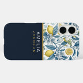 Coques Case-Mate iPhone Custom Elegant Mediterranean Lemon Botanical Navy (Verso (horizontal))