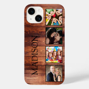 Coque Pour iPhone 14 Custom Family Photo Collage Reclaimed Wood