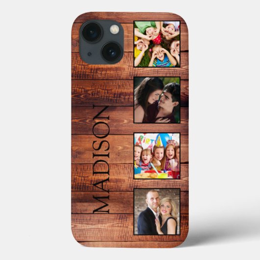 Coques Case-Mate iPhone Custom Family Photo Collage Reclaimed Wood (Verso)