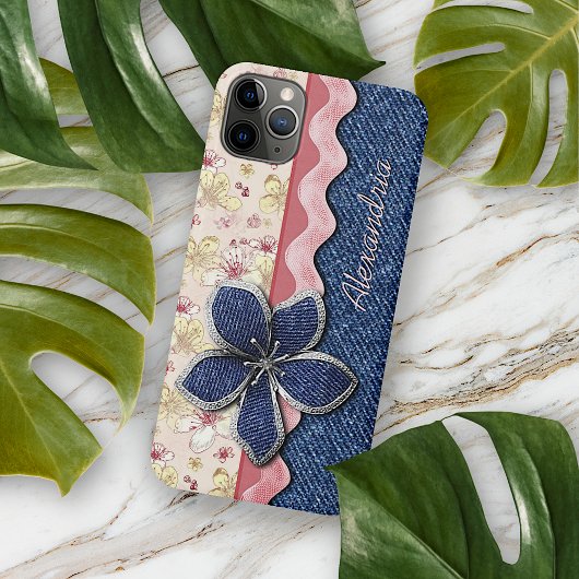 Coques Case-Mate iPhone Custom Hip Denim Jeans Cute Pastel Motif Floral