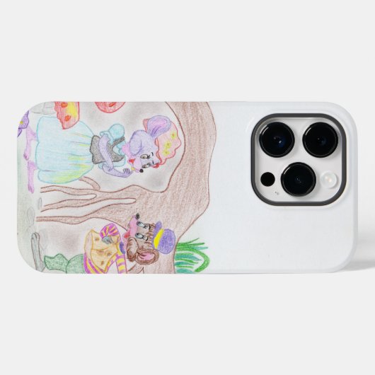 Coques Case-Mate iPhone Custom Kids Artwork, deux mignonnes souris, fleurs (Verso (horizontal))