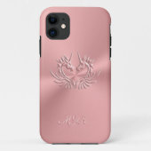 Coques Case-Mate iPhone Custom monogram, rose, Scaly Dragon Heart (Dos)