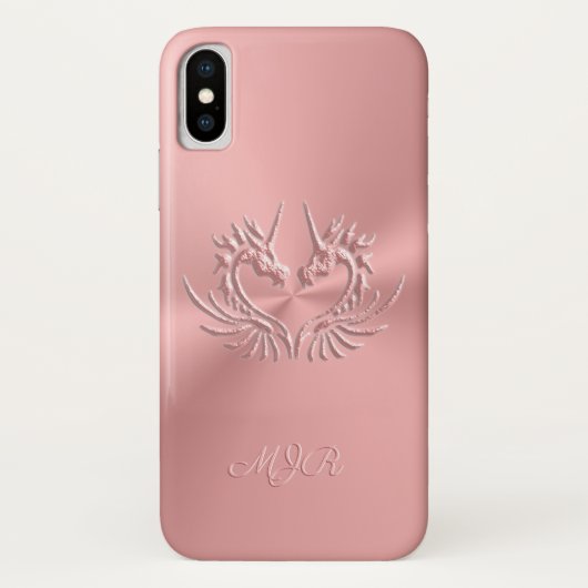 Coques Case-Mate iPhone Custom monogram, rose, Scaly Dragon Heart (Dos)
