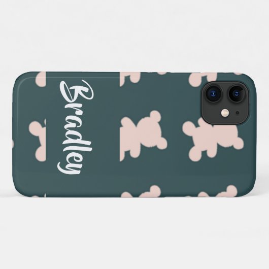 Coques Case-Mate iPhone Custom name pink teddy bear silhouette (Dos (Horizontal))