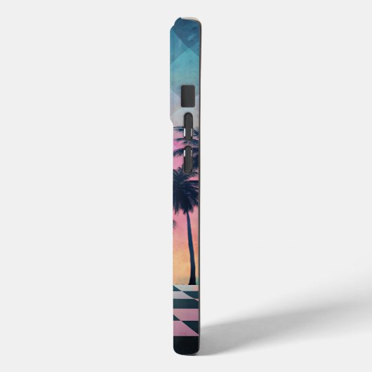 Coques Case-Mate iPhone Custom Name Retro Synthwave Sunset Palm Trees (Verso / Gauche)
