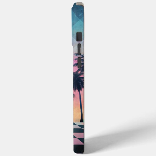 Coques Case-Mate iPhone Custom Name Retro Synthwave Sunset Palm Trees (Verso / Gauche)