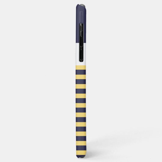 Coques Case-Mate iPhone Custom Navy Bleu foncé Bleu Soleil Jaune Rayures (Dos/Gauche)