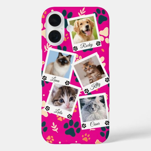 Coques Case-Mate iPhone Custom Pet Photo Collage Phone Case with Names  (Verso)