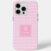 Coques Case-Mate iPhone Custom Pink Plaid iPhone Case Chic Monogram Style (Verso)