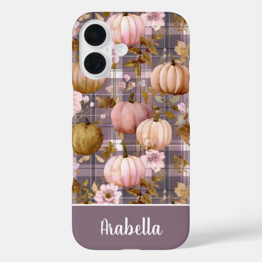 Coques Case-Mate iPhone Custom Pumpkin and Flowers plaid pattern (Verso)