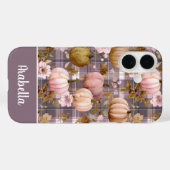 Coques Case-Mate iPhone Custom Pumpkin and Flowers plaid pattern (Verso (horizontal))