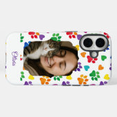 Coques Case-Mate iPhone Custom Rainbow Paw Print Photo Phone Case  (Verso (horizontal))