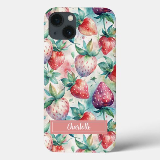 Coques Case-Mate iPhone Custom Watercolor Fresh Strawberries (Verso)