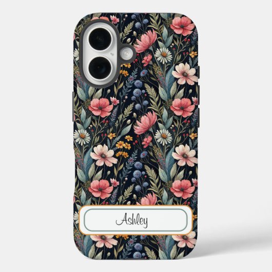 Coques Case-Mate iPhone Custom Wildflowers Botanical Inspiration Black (Verso)